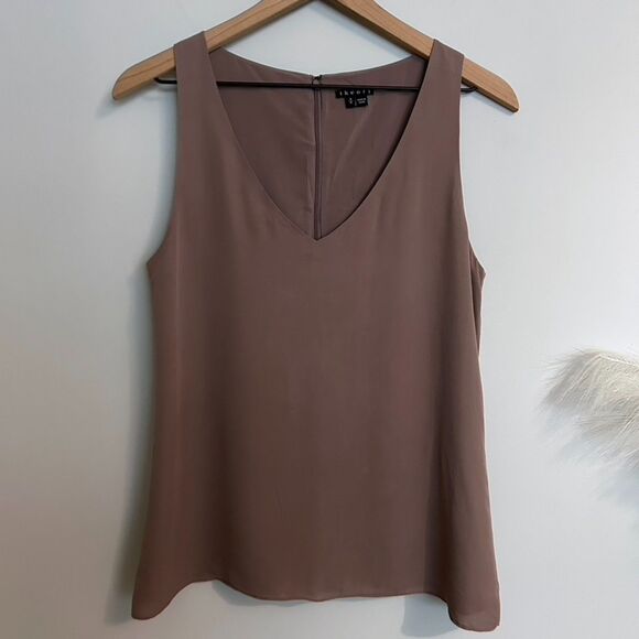 Theory Silk V Neck Lined Dusty Mauve Blouse - Picture 1 of 6